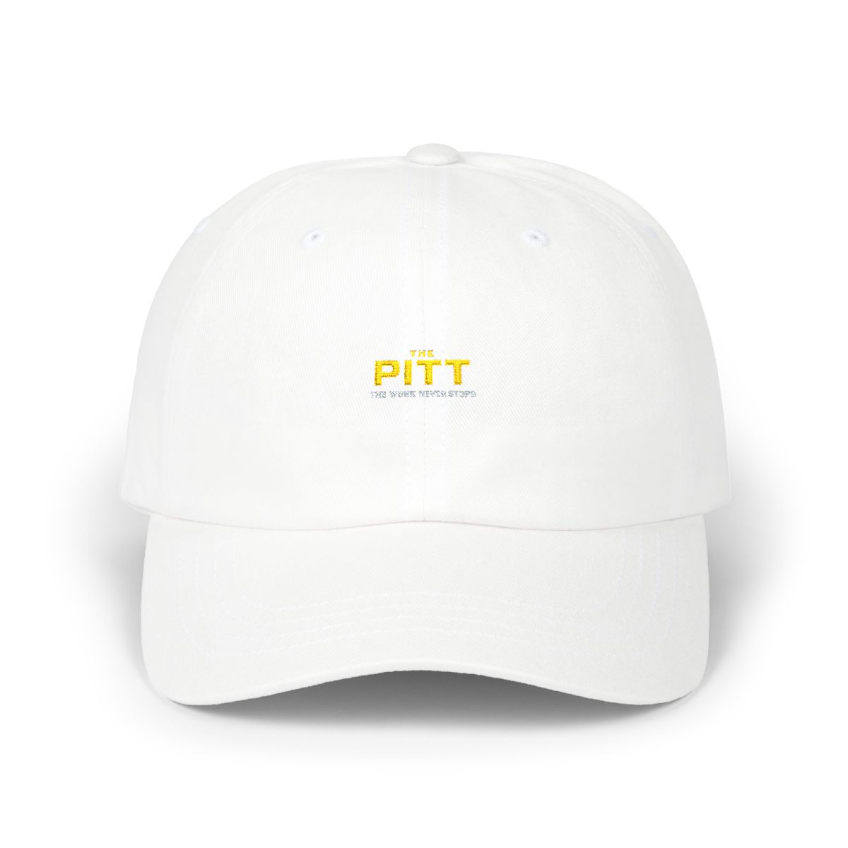The Pitt Embroidered Dad Hat The Work Never Stops - Official hats merchandise