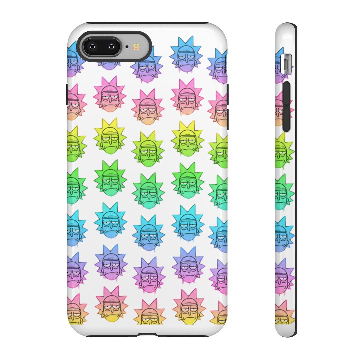 Rick And Morty Cartoon Rainbow Rick Head Pattern Speck Phone Case - alternate angle 2, merchandise