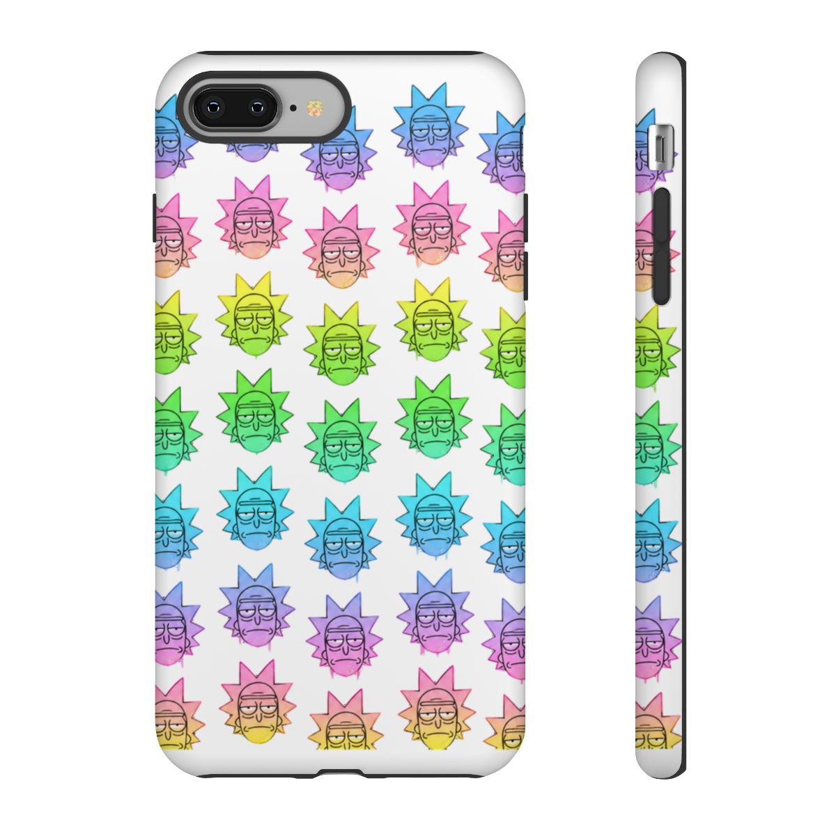 Rick And Morty Cartoon Rainbow Rick Head Pattern Speck Phone Case - alternate angle 3, merchandise