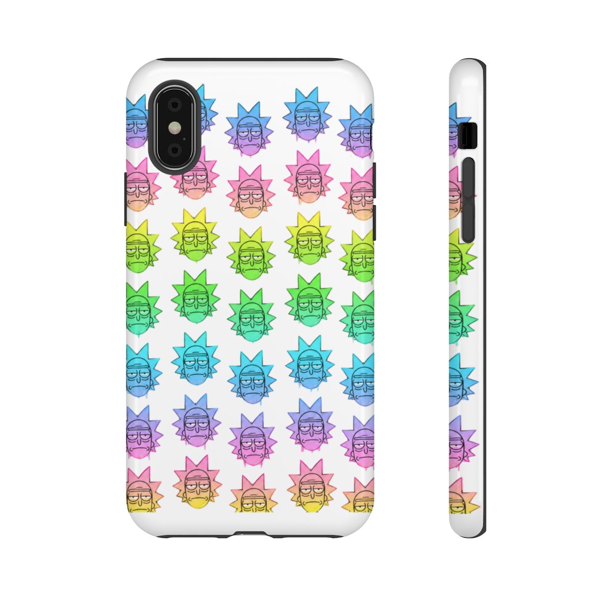 Rick And Morty Cartoon Rainbow Rick Head Pattern Speck Phone Case - alternate angle 4, merchandise