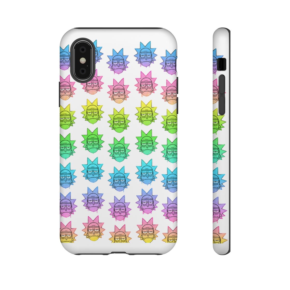 Rick And Morty Cartoon Rainbow Rick Head Pattern Speck Phone Case - alternate angle 5, merchandise