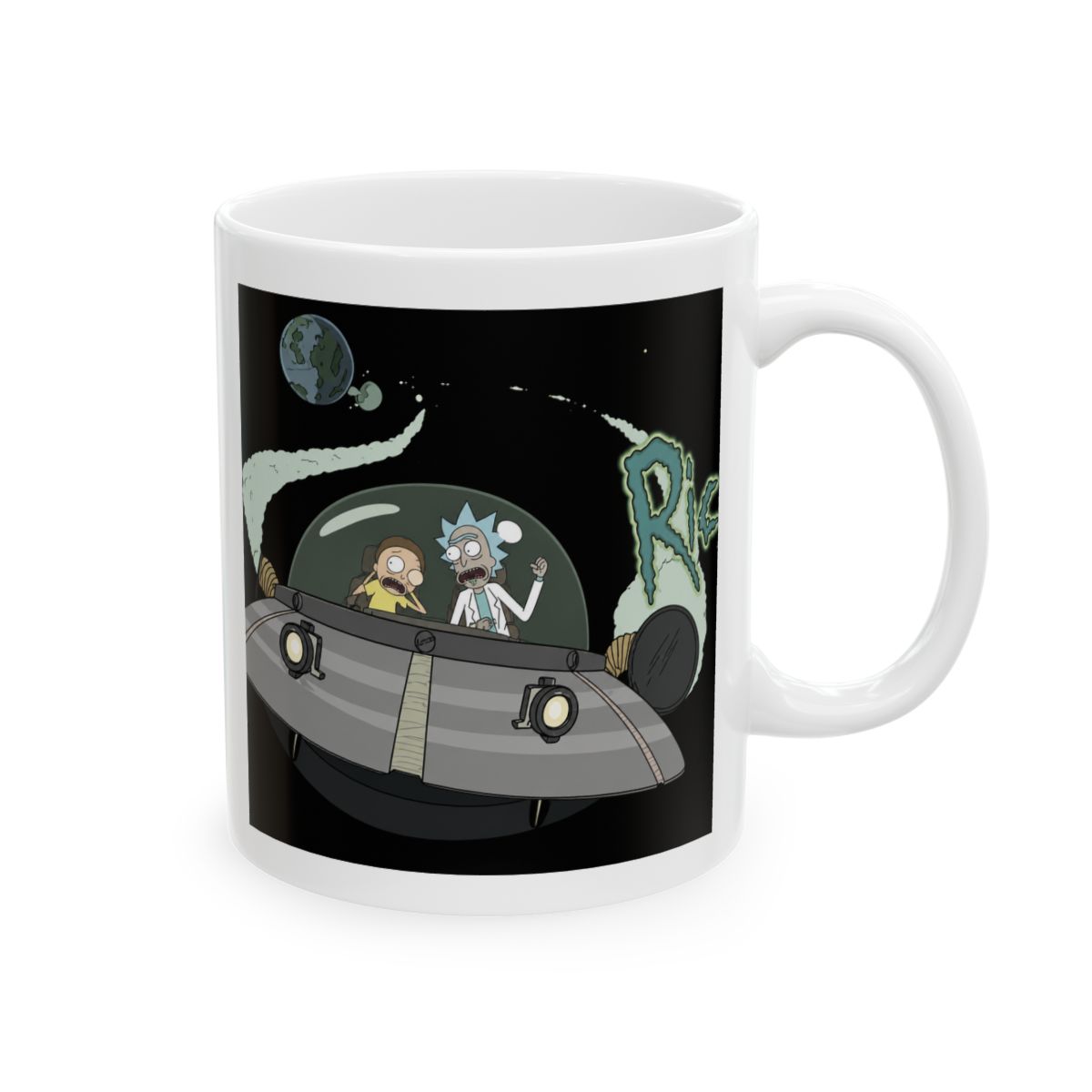 Rick and Morty Flying Off In Space Ship Giant Coffee Mug - Official mugs merchandise