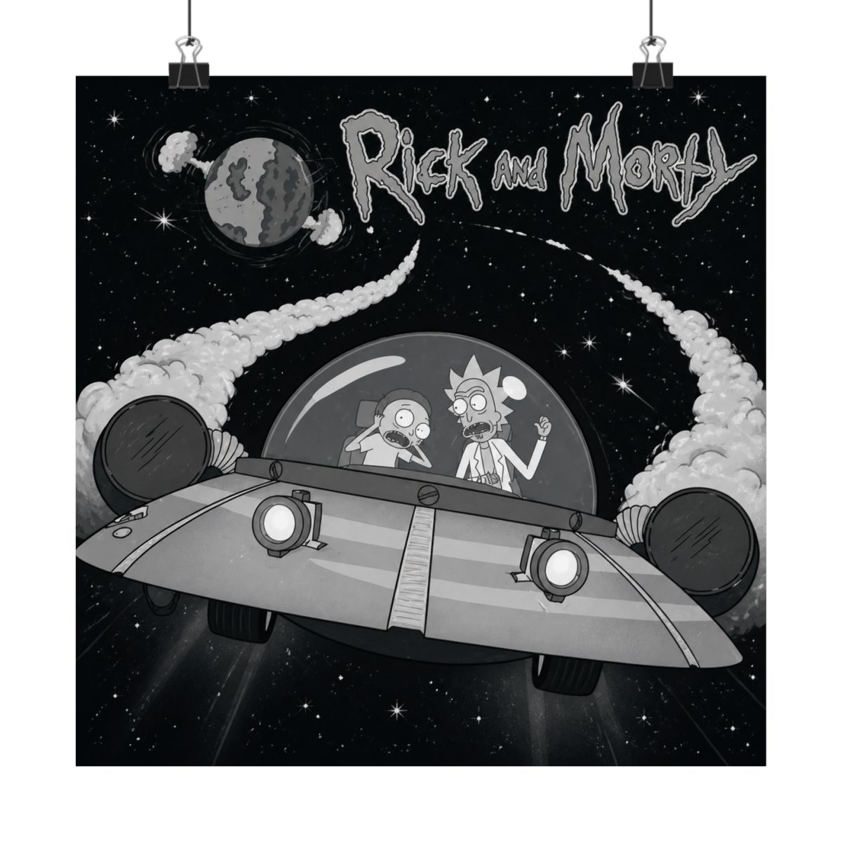 Rick and Morty Flying Off In Space Ship Poster - Rick and Morty official Posters & Wall Art merch