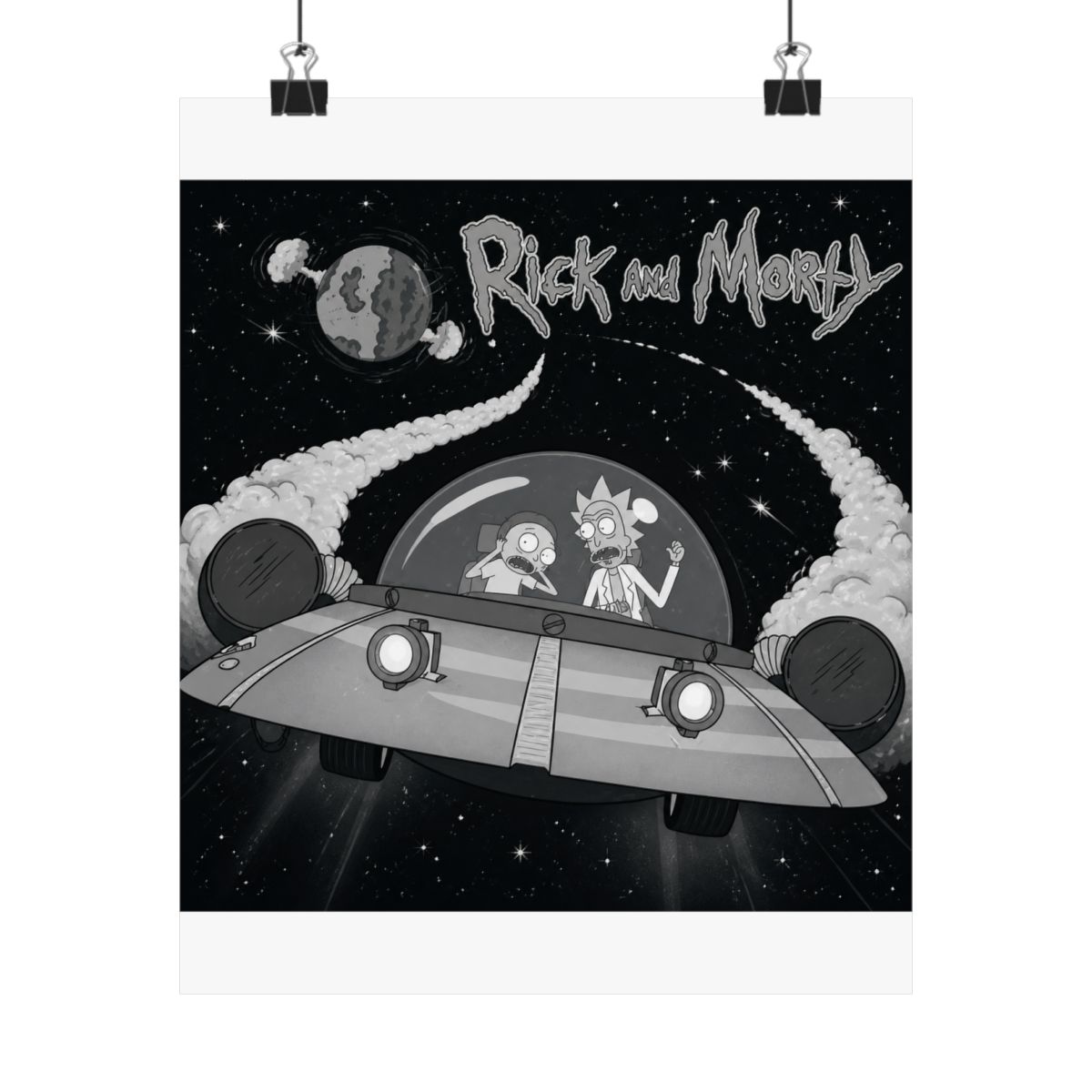 Rick and Morty Flying Off In Space Ship Poster - alternate angle 2, merchandise