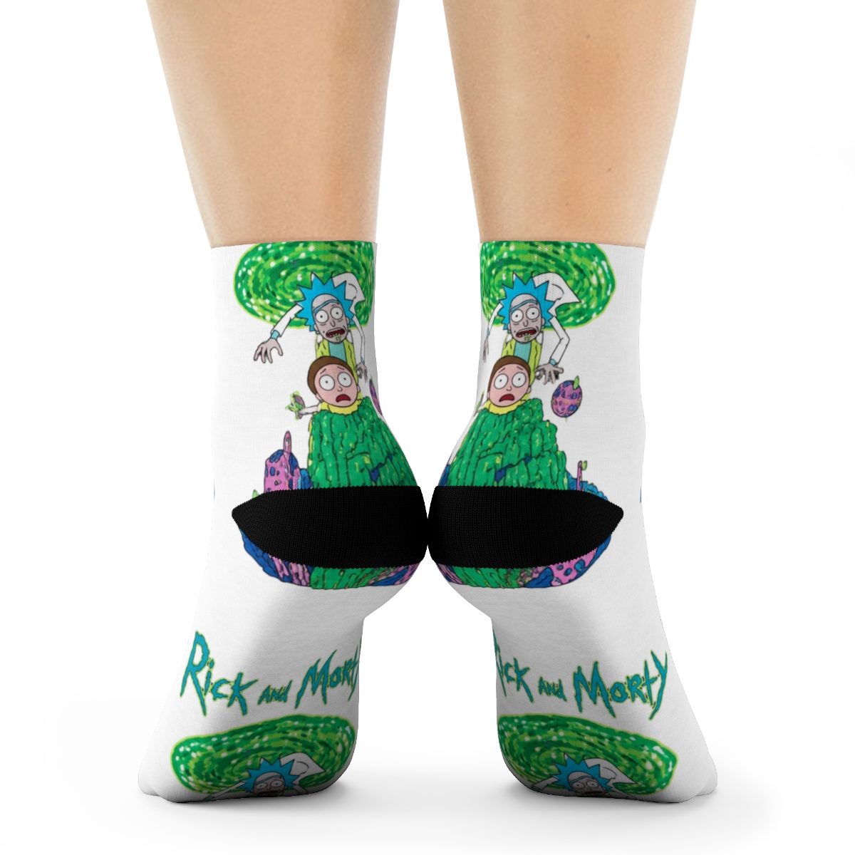 Rick and Morty Portal Rescue Socks - alternate angle 1, merchandise