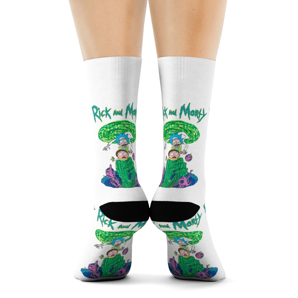 Rick and Morty Portal Rescue Socks - alternate angle 2, merchandise